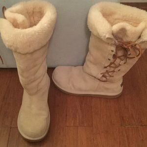 Holiday Cream lace up UGG boots