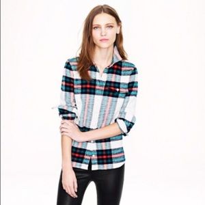 J Crew Rock Salt Plaid Flannel Shirt