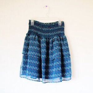 Teal Printed Ruffle Skirt