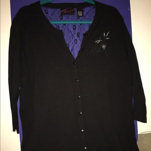 Black sweater with lace back