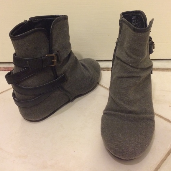 Grey ankle heel booties