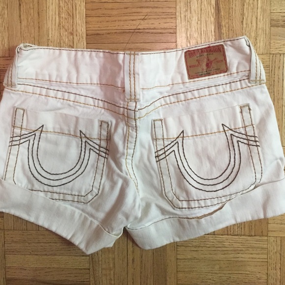 True religion white denim shorts