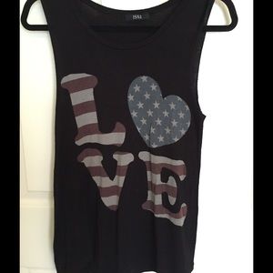 American flag "love" muscle tee