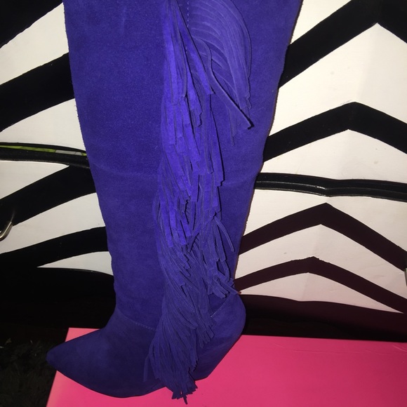 Blue suede fringe Betsey Johnson Zohara boots