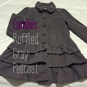Gray Ruffled Peacoat
