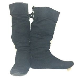 Black faux suede boots