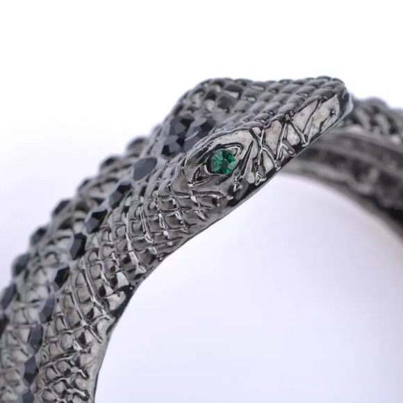 Black & Silver Snake Hinge Cuff! NEW! - Picture 5 of 8