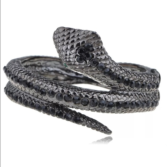 Black & Silver Snake Hinge Cuff! NEW! - Picture 4 of 8
