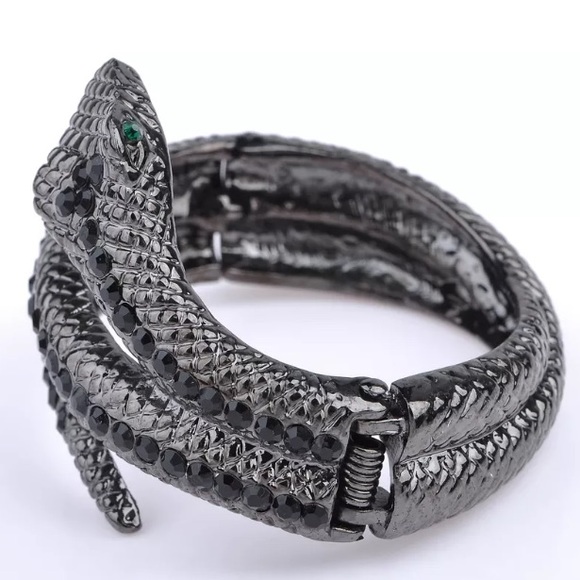 Black & Silver Snake Hinge Cuff! NEW! - Picture 6 of 8