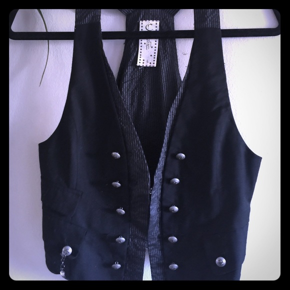 Black Vest w/Silver Buttons