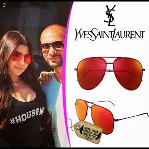 saint laurent sunglasses classic red aviator