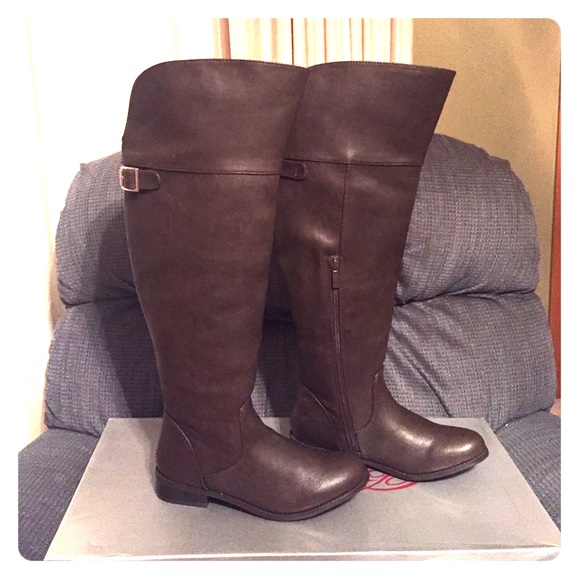 Wide Calf Brown Riding Boots