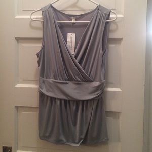 New gray jersey Vneck tank blouse