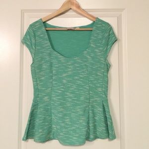 Mint green, knit, Anthropologie peplum top