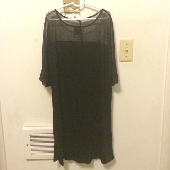 black dress with sheer sleeves