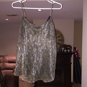 Gold/black metallic tank top