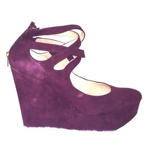 Burgundy wedge heels