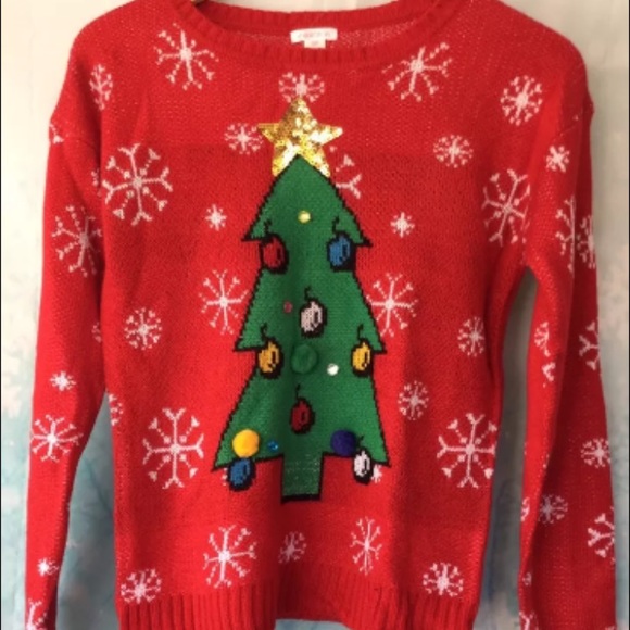 Ugly Christmas Sweater Large Pom Pom Sequins