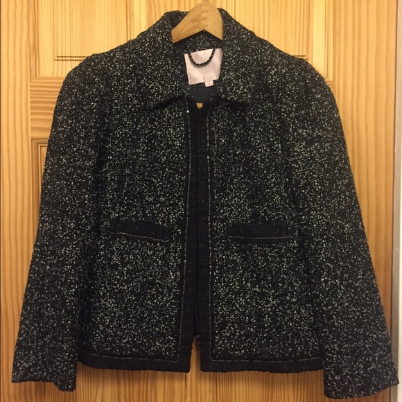 Rebecca Taylor Boucle Coat with Chain Detail
