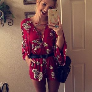 Long sleeve floral romper