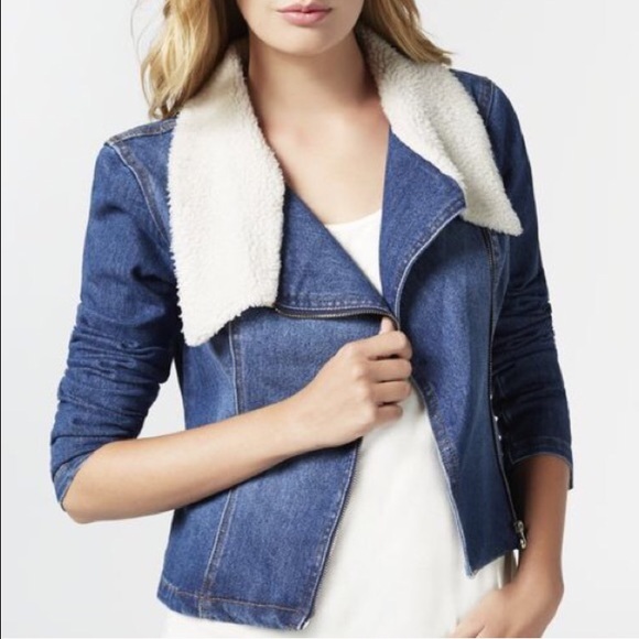 SOLD ✨ Denim Moto Jacket w/ Shearling - Picture 3 of 4