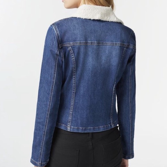 SOLD ✨ Denim Moto Jacket w/ Shearling - Picture 2 of 4