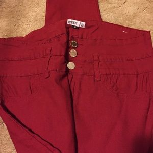 Super stretchy deep red jeggings!