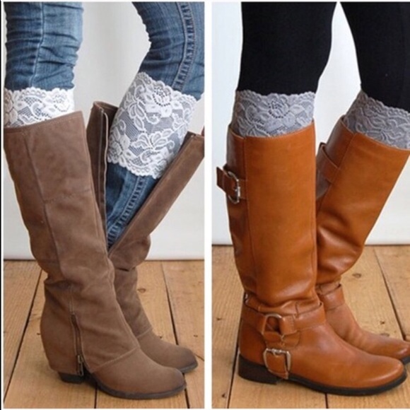 Accessories - White lace boot socks accessory floral