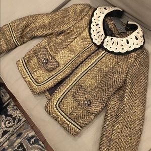 Gracia Gold Blazer with Removable Collar