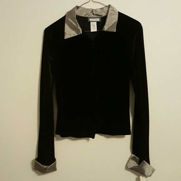 Black velvet and silver top