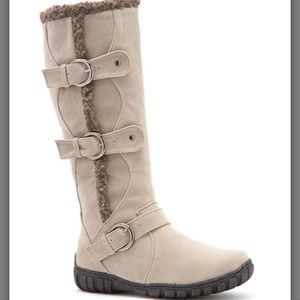 Suvega wide-calf boot in stone. Size 9. NIB