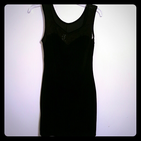 Little black velvet dress with sheer at top