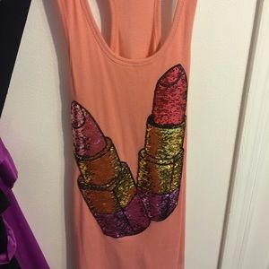 Wildfox sequin lipstick tank