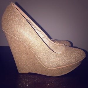Gold Glitter Wedges