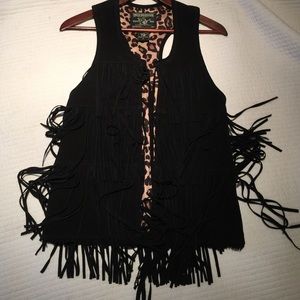 100% leather True Religion Fringe Vest