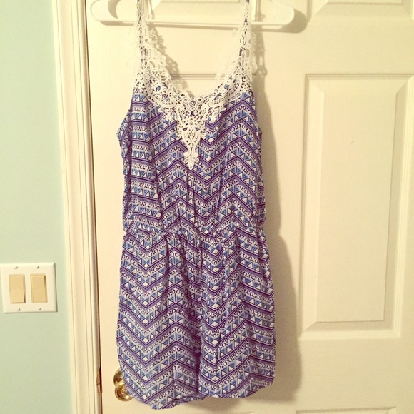 Blue and White Romper