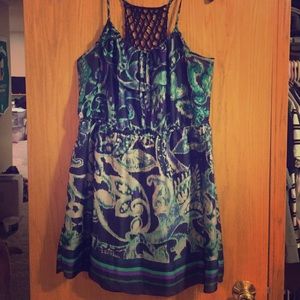 Silk/poly racerback dress