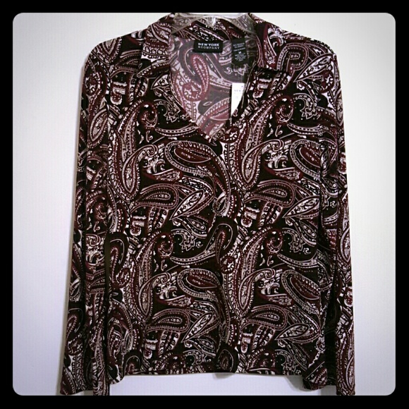 Red, White and Black patterned top