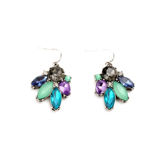 Blue Jewel Tone Statement Earrings