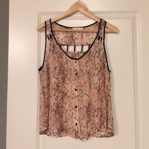 Black and peach Lush button tank with back detail