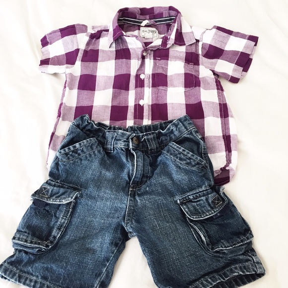 3T boys button down and jean shorts