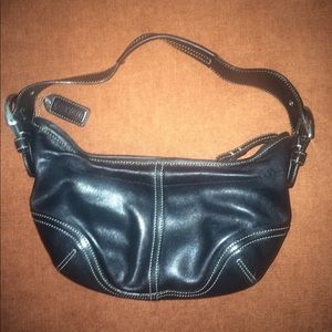 Black leather coach purse