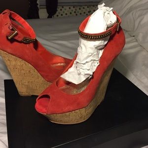 jeweled Ankle Strap Wedge