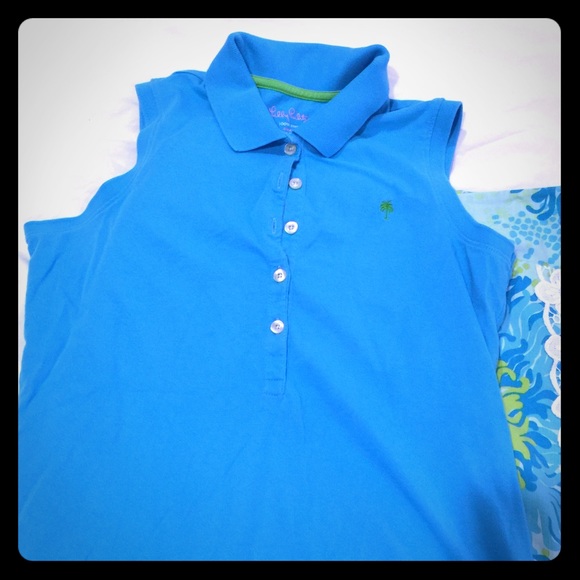 Bright blue Lilly Sleeveless Polo.