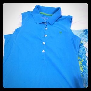 Bright blue Lilly Sleeveless Polo.