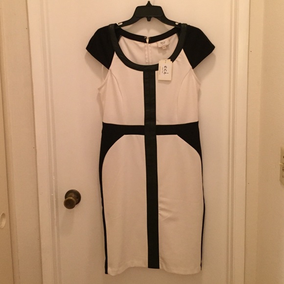Dresses & Skirts - Black and white dress with pleather accents
