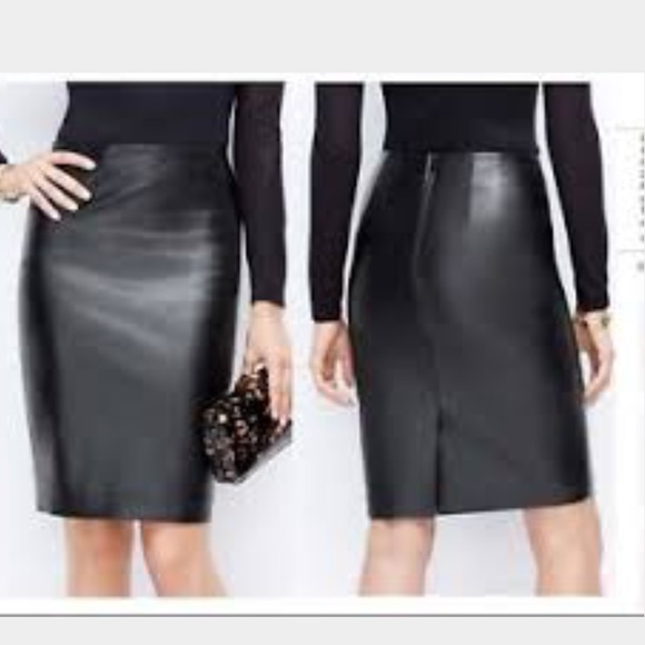 Ann Taylor black leather skirt