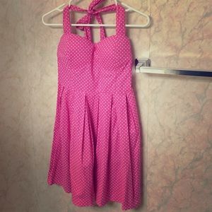 Pink Polka Dotted Halter Dress