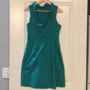 Teal J. Crew ruffle dress