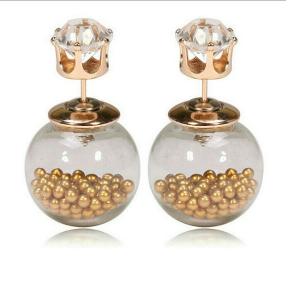 Jewelry - Double Sided Earrings Gold Beads